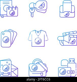 Company branding materials gradient linear vector icons set Stock Vector