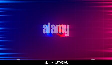 Versus tournament screen design. Glitched VS monogram on blue red background with laser grid. Template for esports battle. Team competition, game Stock Vector