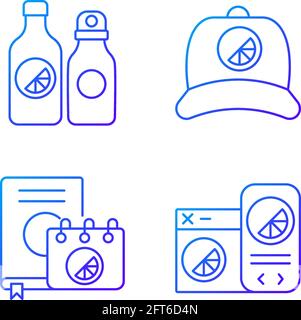 Company branding materials gradient linear vector icons set Stock Vector