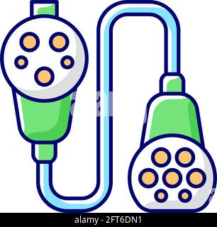 Charging adapter and converter RGB color icon Stock Vector