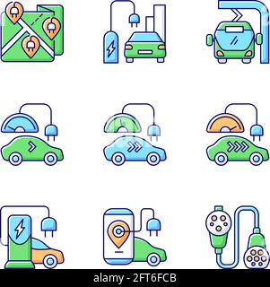 Electric vehicle charging station RGB color icon Stock Vector Image ...