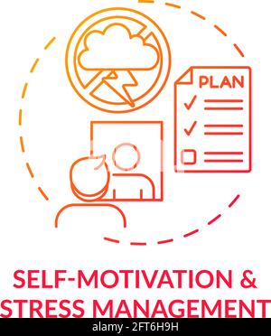 Self motivation and stress management red gradient concept icon Stock Vector
