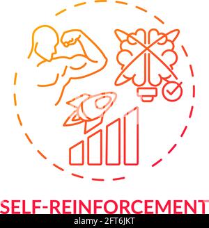 Self reinforcement red gradient concept icon Stock Vector