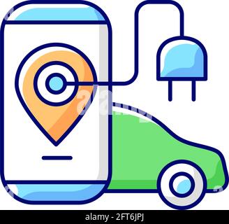 EV charging app RGB color icon Stock Vector