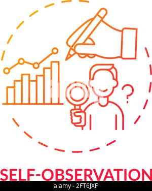 Self observation red gradient concept icon Stock Vector