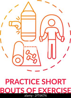 Practice short bouts of exercise red gradient concept icon Stock Vector