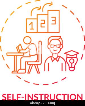 Self instruction red gradient concept icon Stock Vector
