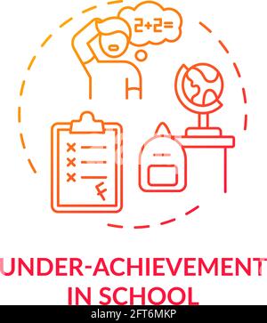 Under achievement at school red gradient concept icon Stock Vector