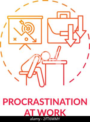 Procrastination at work red gradient concept icon Stock Vector