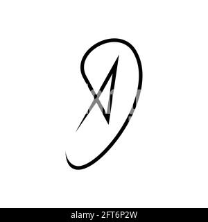 Vector minimalistic ear logo in outline style Stock Vector