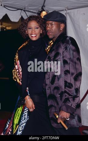 Whitney Houston and Bobby Brown attend Arista Party for Whitney Houston at Cipriani 42nd Street in New York City on April 13, 1999.  Photo Credit: Henry McGee/MediaPunch Stock Photo