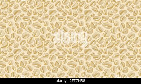 Oat flakes porridge Seamless pattern on beige background. Vector hand drawn illustration Stock Vector