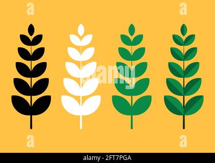 leaves icon pattern isolated on yellow color Stock Vector