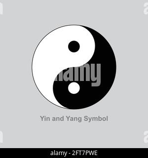 yin and yang symbol isolated on grey background Stock Vector