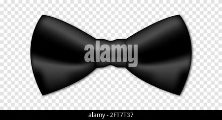 Realistic black bow tie. Vector bowtie isolated on transparent background Stock Vector