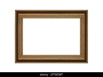 Wooden picture frame isolated on white. Stock Photo