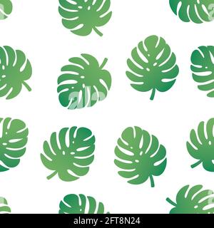 Monstera leaves seamless vector pattern. Simple floral background. Stock Vector