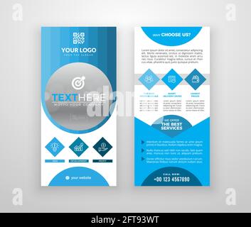 Double-sided DL flyer design. Brochure or flyer template. Layout with modern elements and photo space. Stock Vector