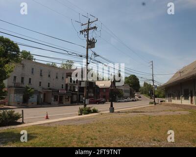 Portland Pennsylvania from various locations along the Delaware River across from New Jersey Stock Photo