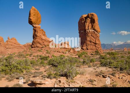 Balanced Rock in Arches National Park, Utah, USA. Stock Photo
