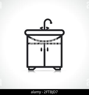 washbasin on vanity unit line icon isolated Stock Vector