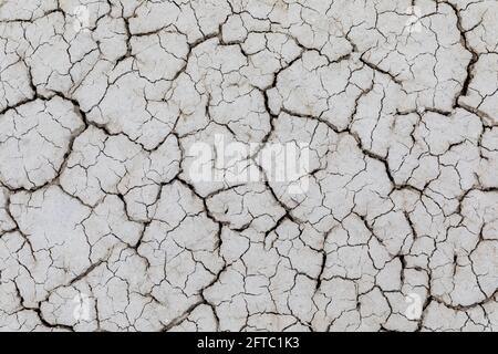 Cracks in the muddy clay of Toadstool Geologic Park, Oglala National Grassland, Nebraska, USA Stock Photo