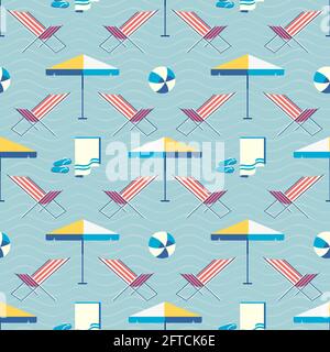 Sea Beach leisure geometric seamless vector pattern Stock Vector