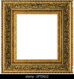 Frame picture square gold photo vintage golden border old art wood+ Stock Photo