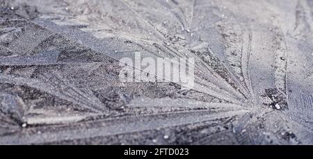 Ice pattern on the bonnet of a car Stock Photo