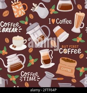 Premium Vector  Cute seamless vector pattern with espresso cup