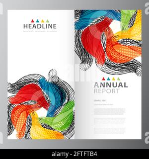 Annual colorful business report template design layout Stock Vector ...