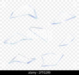 Shards of broken sharp glass pieces with transparency. Vector cracked elements. Stock Vector