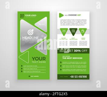 Double-sided DL flyer design. Brochure or flyer template. Layout with modern elements and photo space. Stock Vector