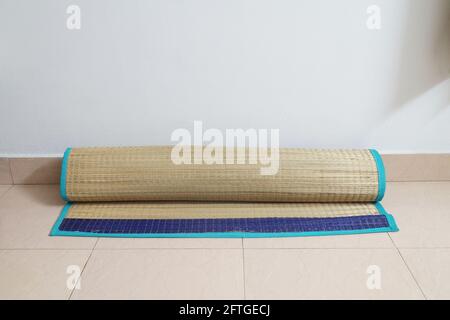 Natural Grass mat on the floor Stock Photo