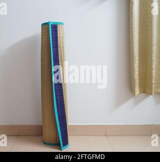 Natural Grass mat on the floor Stock Photo