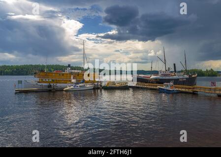 SAVONLINNA, FINLAND - JUNE 17, 2017: View of the museum of retro ships on June cloud day Stock Photo