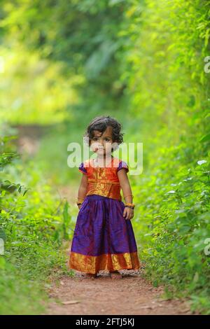 South Indian Girl Kid Wearing Beautiful Traditional Dress Long Skirt Stock  Photo by ©AalaCreative 473212026