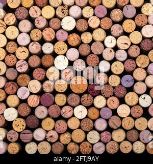 Collection of used wine corks top view Stock Photo