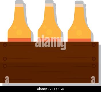 Beer bottles in a box Alcoholic beverage Vector illustration Stock Vector