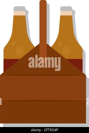 Beer bottles in a box Alcoholic beverage Vector illustration Stock Vector