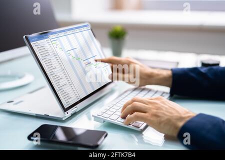 Gantt Gantt Software Project And Digital Agenda Calendar Stock Photo