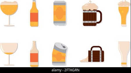 Isolated set of beer icons Vector illustration Stock Vector