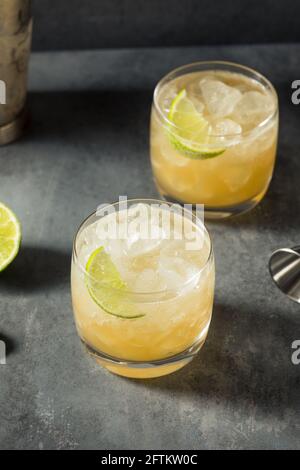 Refreshing Cold Rum Canchanchara Cocktail with Lime and Honey Syrup Stock Photo