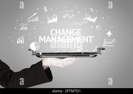 Waiter serving business idea concept Stock Photo