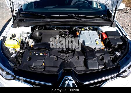 Renault Mégane Sports Tourer E-Tech. Car engine, motor Photo: Pontus Lundahl / TT / code 10050 Stock Photo