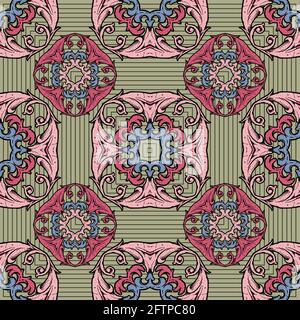 Ornament colorful vintage pattern vector background template tile Stock Vector