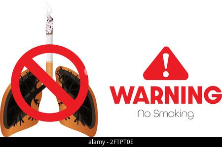 Concept of Warning No smoking. Stock Vector