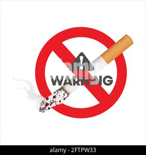 Concept of Warning no smoking sign. Stock Vector