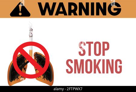 Concept of Warning stop smoking sign. Stock Vector