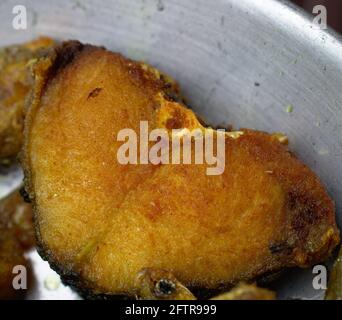 Delicious Rohu Fish Slice Fry Food Photography Stock Photo